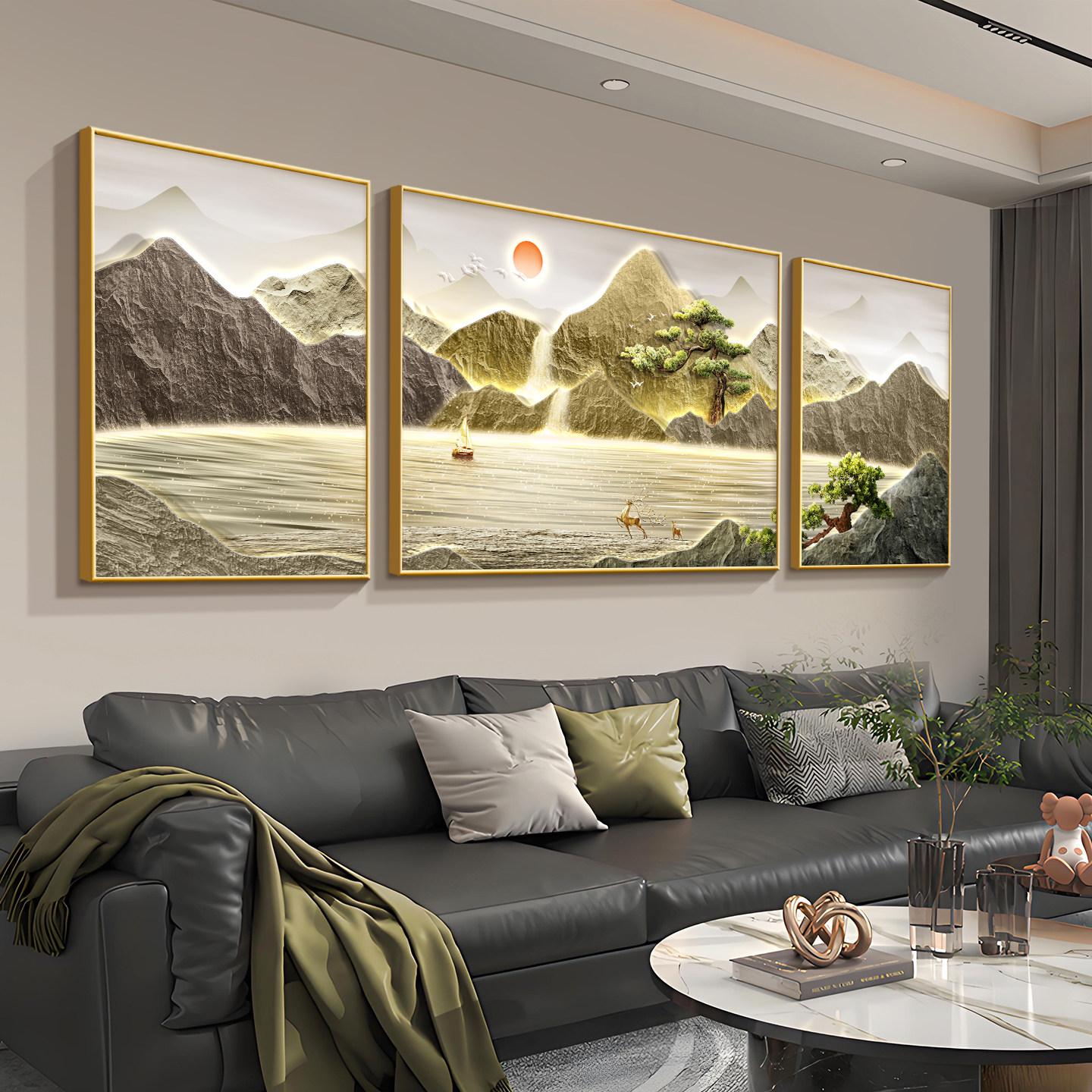 装饰画挂画客厅沙发背景墙2026新款轻奢高级感客厅餐厅山水画壁画