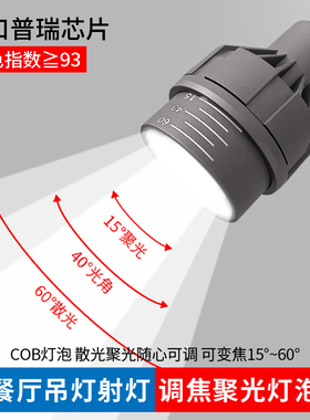 调焦聚光变焦防眩射灯led餐饮餐厅吊灯火锅店专用螺口E27灯泡超亮