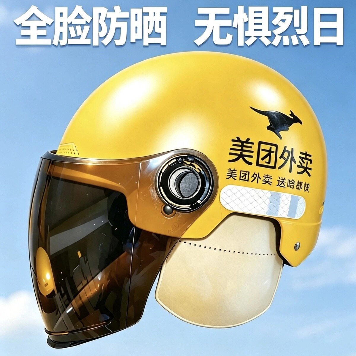 2026美团外卖骑手头盔夏季新款防雨防晒安全帽透气众包骑行装备
