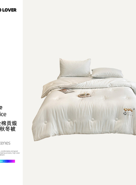 伊伊爱YJDTD25163全棉贡缎提花大豆秋冬被160*210cm
