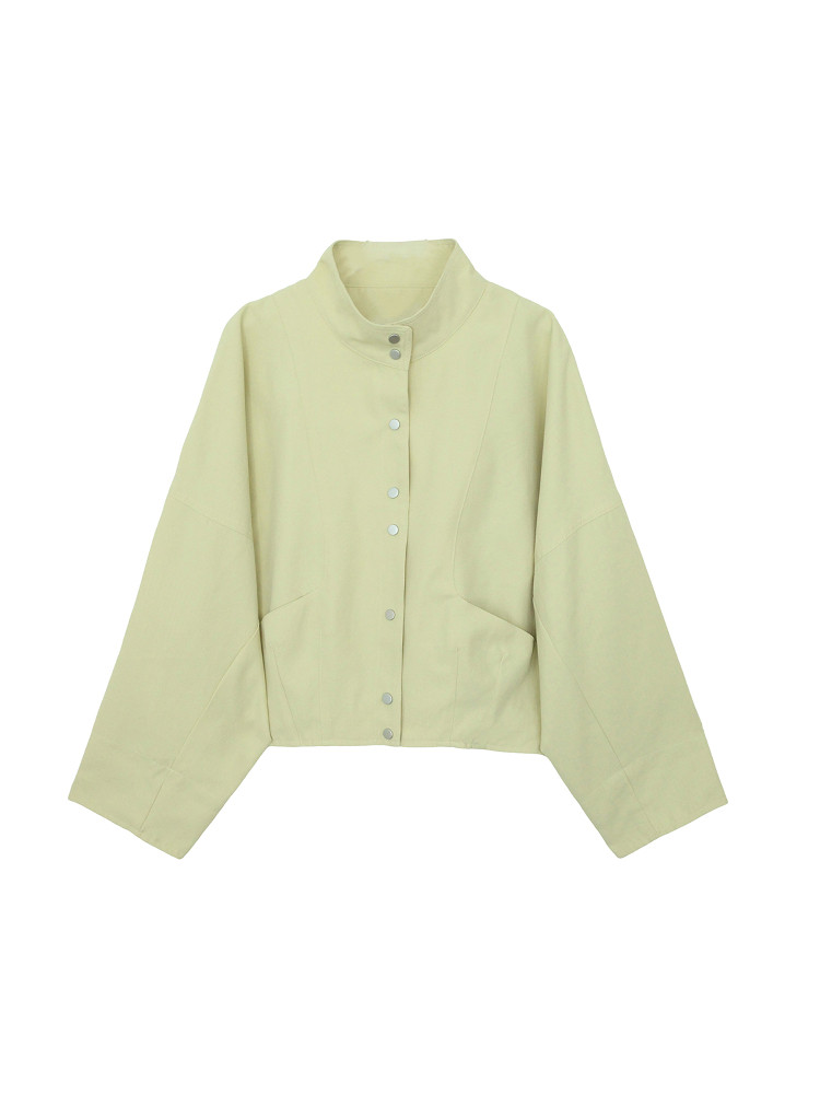 Light green button-up jacket on a white background