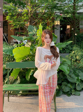 Huangzuozuo佐佐家小个子宽松莱赛尔凉感防晒长袖T恤夏季女上衣