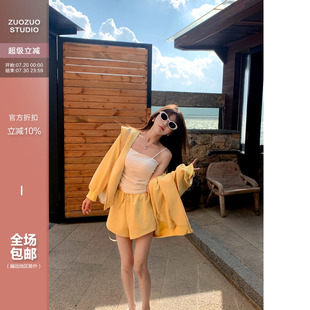 两件套 佐佐家小个子 运动风休闲连帽卫衣开衫 外套女春季 宽松短裤