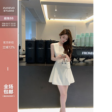 佐佐家小个子气质无袖收腰背心连衣裙女夏季a字法式长款短款裙子