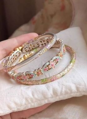 新中式复古手工珐琅彩手镯女2025新款气质时尚百搭送礼物