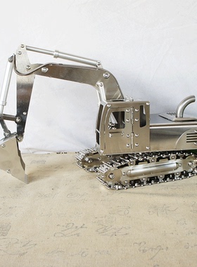 耀莎不锈钢挖掘机模型摆件