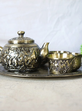 马到成功茶具套装复古家用整套茶具茶杯茶壶托盘杯子送朋友礼品