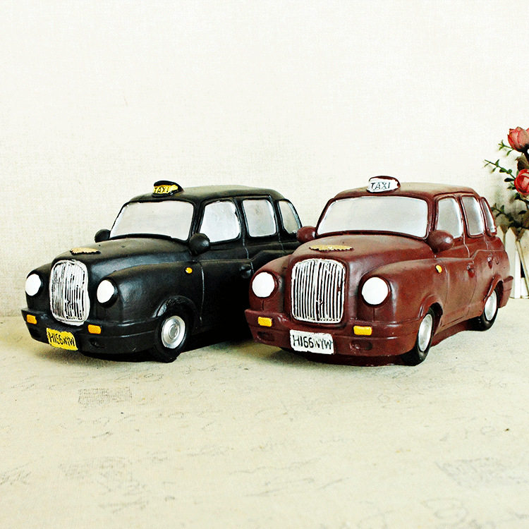 复古英伦风树脂小汽车出租车存钱罐摆件装饰品创意模型家居工艺品