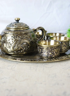 复古龙凤茶具套装复古家用整套茶具茶杯茶壶托盘杯子送朋友礼品