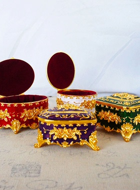 合金电镀首饰盒居家客厅装饰摆件时尚饰品金银首饰收纳盒创意经典