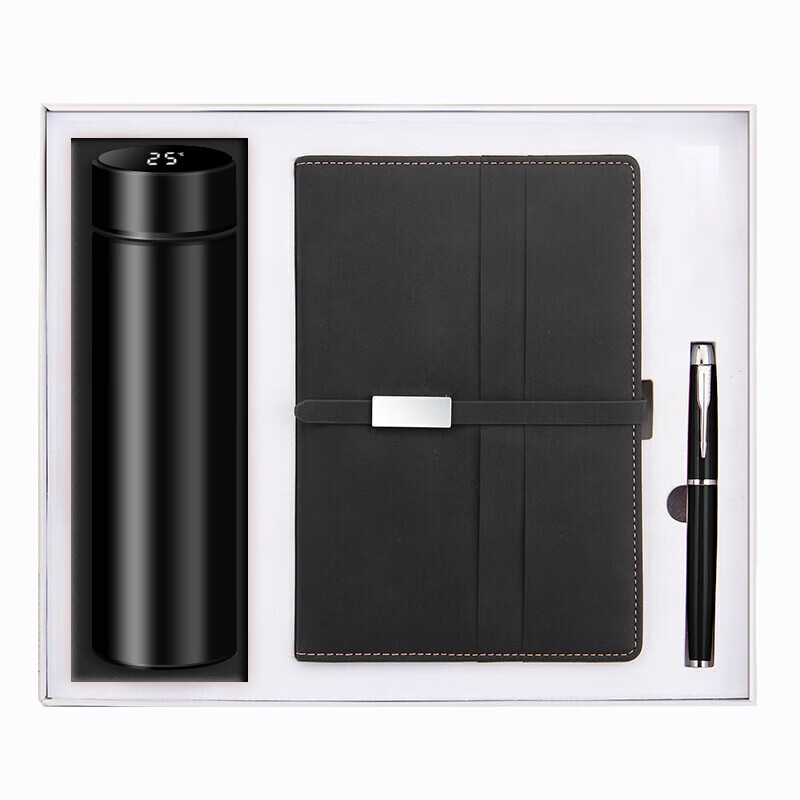 优必利 定制年会公司商务礼品 A5笔记本+金属笔+保温杯三件套 可定制logo 送礼开业庆典纪念品定制礼盒