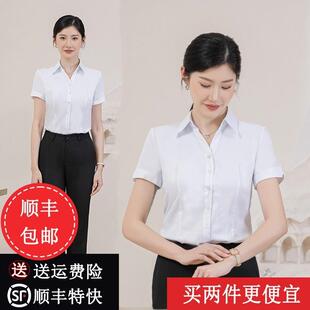 白衬衫春夏短袖女职业新款正装女套装面试答辩免烫工装女长袖衬衣