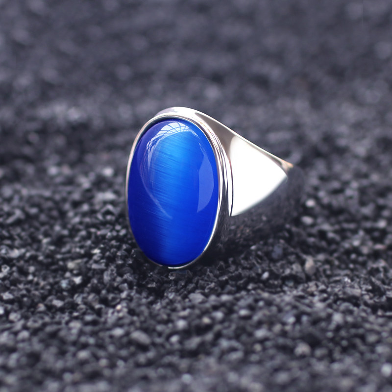 大气不掉色欧美复古猫眼石戒指男女款指环戒子时尚钛钢潮流男饰品