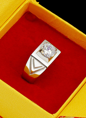 男士铂金钻戒钛钢结婚不掉色刻字