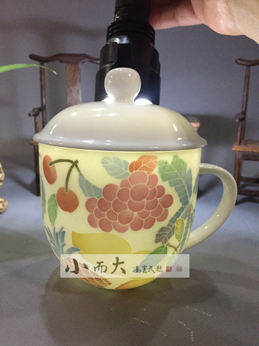 醴陵老瓷器红官窑釉下五彩全手绘贵妃杯,茶杯.水杯