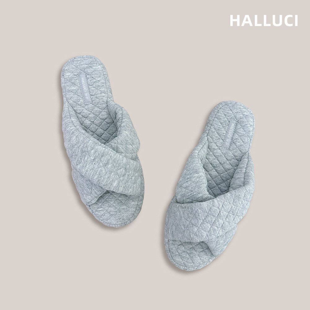 交叉菱格纹空气棉加厚防滑底室内家居拖鞋 北欧简约可室外棉拖鞋