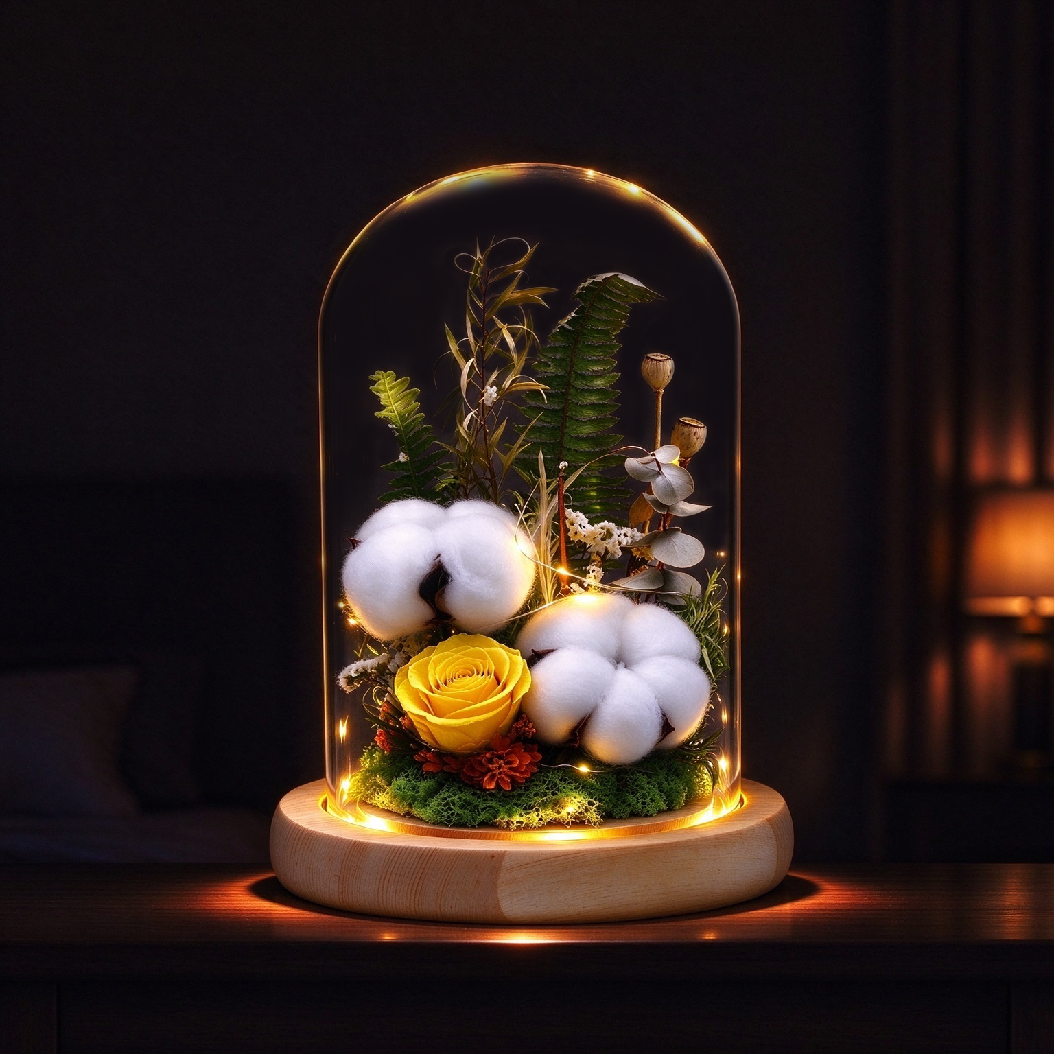 永生花干花棉花摆件母亲节礼物