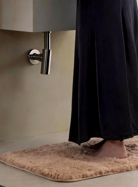 北欧风纯色植绒地垫家用卧室床边ins风浴室门口地毯防滑吸水脚垫