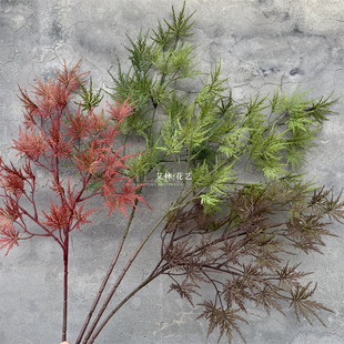 新款仿真枫树叶子单支枫叶婚庆造景园林工程装饰树枝仿真树叶