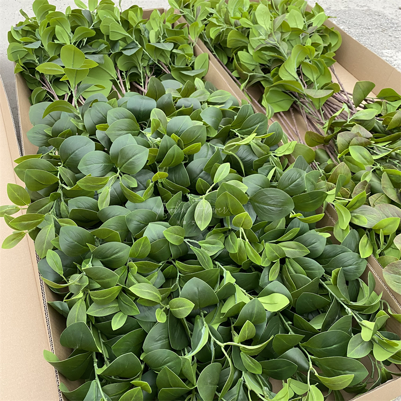 单枝豆瓣叶 仿真花仿真绿植样板间插花装饰家居植物胶片手感软装