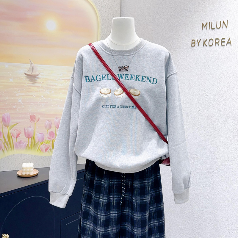 春秋款宽松纯棉韩系复古风卫衣