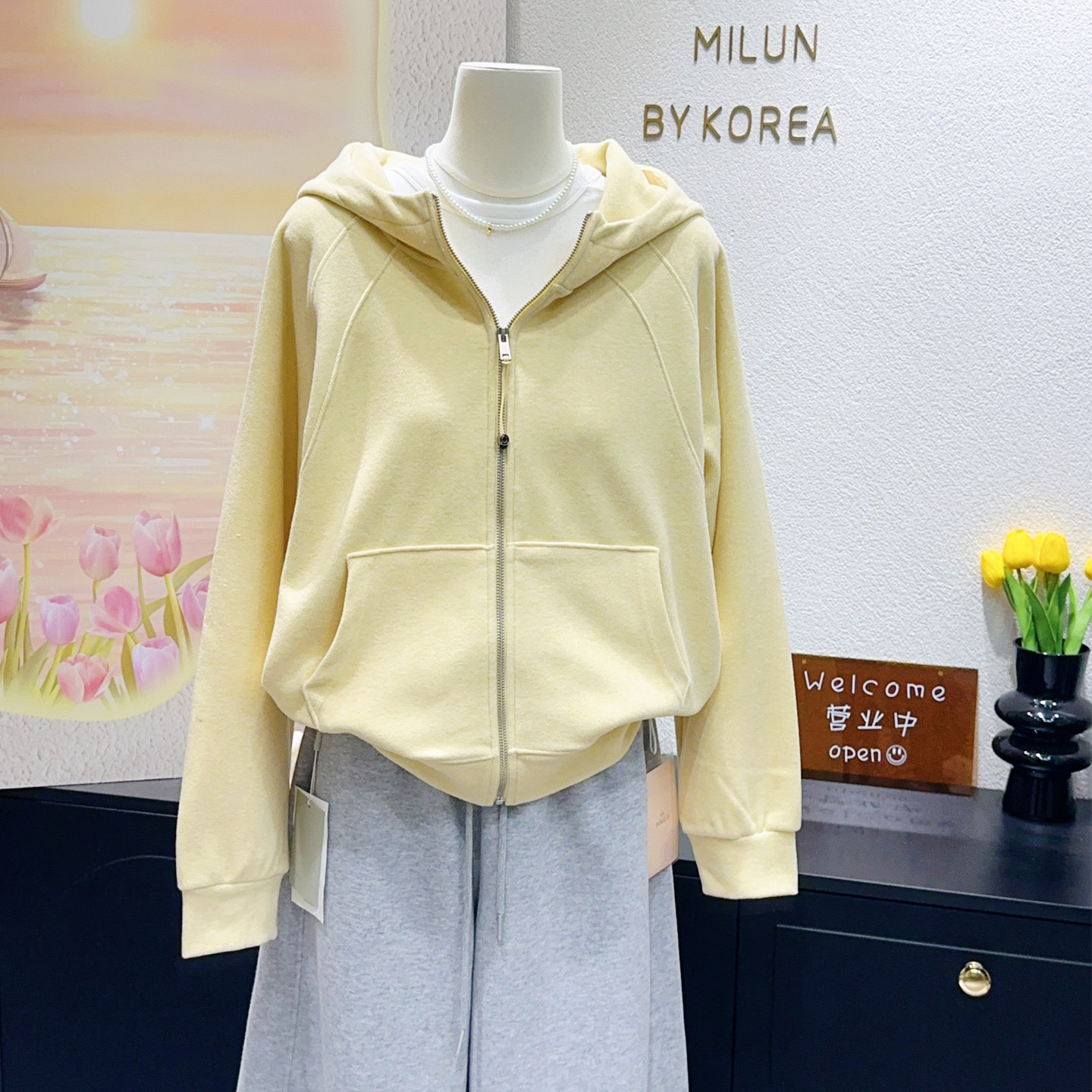 春天明媚清新~2026韩国单糯米绒外套lu家款小个子显腿长连帽上衣