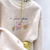 韩代款 奶fufu羊羔绒卫衣秋冬可爱童趣爱心ins日系毛毛外套学院风