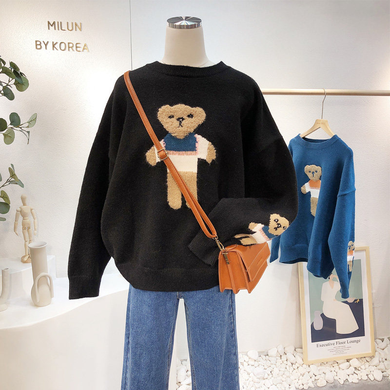 2020秋冬毛衣韩国东大门ins潮小熊加厚保暖针织衫宽松慵懒风上衣|ruв категории Женская одежда, свитер - от Buy2taobao.com для оказания профессиональной услуги покупки агента Taobao