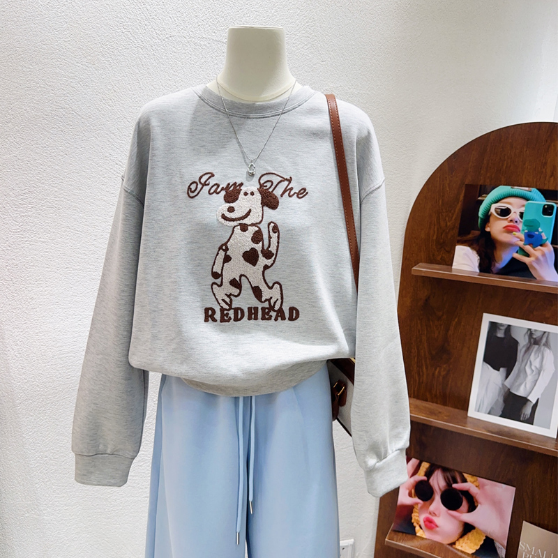 韩系舒适减龄灰色卫衣百搭显瘦