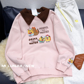 今天很阳光 加绒卫衣ins奶乖可爱毛衣领上衣遮肉大码 韩代款 秋冬季