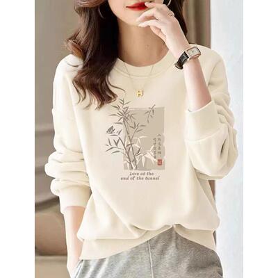 埃及棉卫衣海马棉卫衣山东即墨纯棉卫衣女2025年秋冬新款国风印花