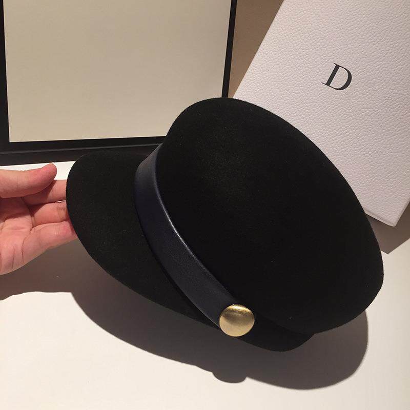 义乌加好帽业重磅纯羊毛八角帽女士秋冬贝雷帽复古羊毛呢韩版英伦