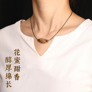 嫣然天然海南沉香随行单珠设计编织黑绳锁骨链男轻奢高级感女