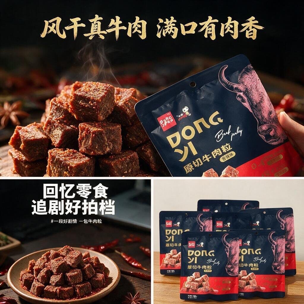 香辣味风干牛肉粒 沙嗲牛肉 五香牛肉 肉香味足好吃不贵100g
