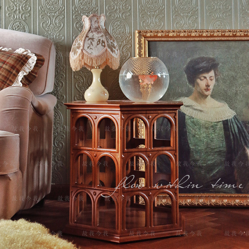 「弗拉维边几」故我今我复古实木置物拱门镂空展示收纳卧室床头柜,住宅家具,角几/边几,淘宝优惠券,粉丝福利购,淘宝优惠卷