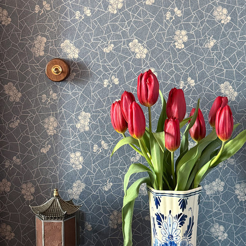 中式纹样蓝色暗纹博主同款壁画