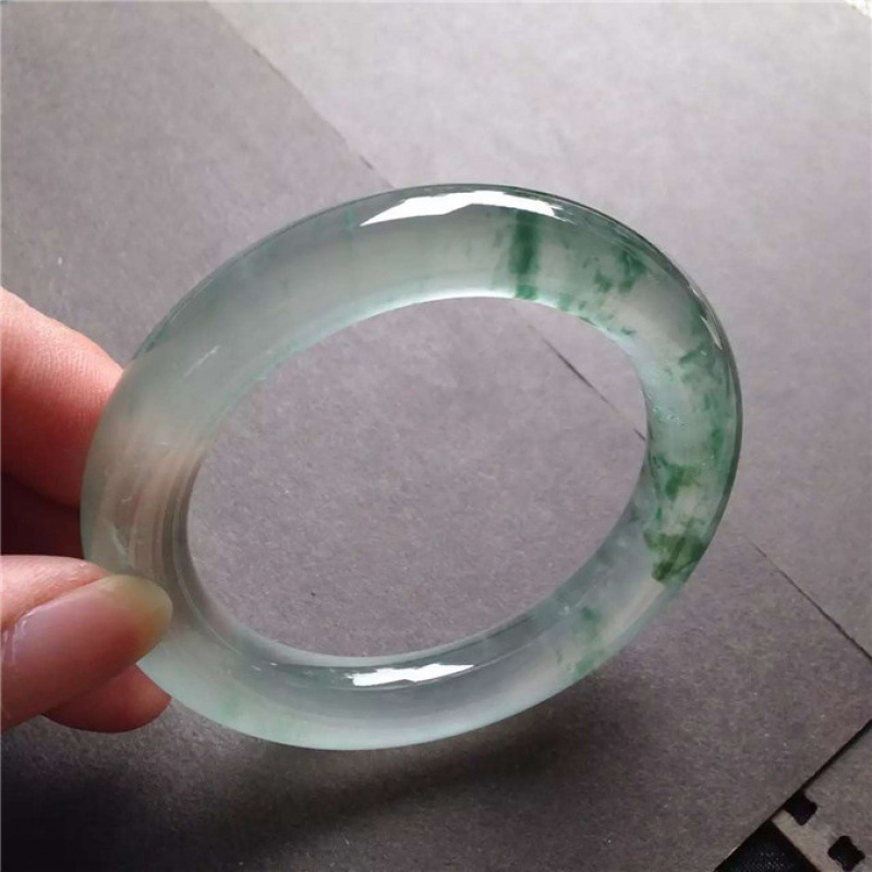 玻璃种蓝水翡翠手镯女冰