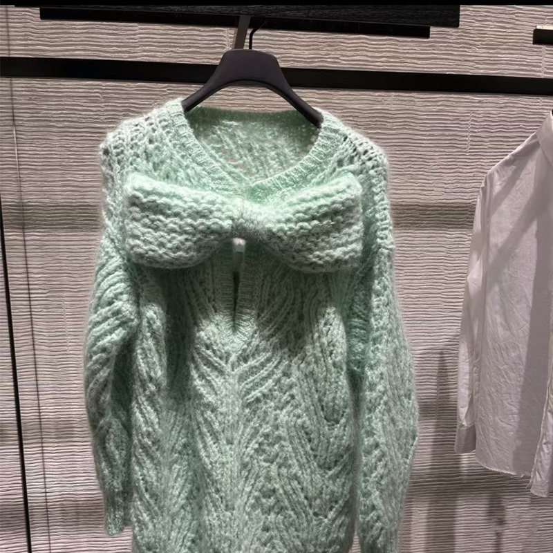 毛衣女秋冬外穿小香风名媛百搭长袖蝴蝶结羊毛马卡龙连衣裙25新款