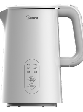 Midea/美的 SH15X301电水壶304不锈钢双层防烫五段控温烧水壶1.5L