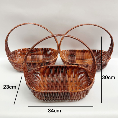 柳元素，3个装仿藤编水果礼品篮花果礼篮中秋节礼盒手提篮果篮