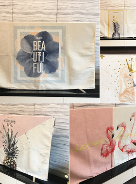 ins电视机罩粉红色壁挂式清新425055寸台式北欧盖布布艺套防尘罩