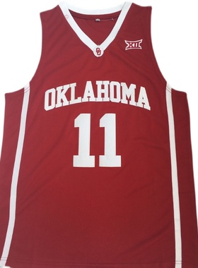 俄克拉荷马大学11号特雷·杨（Trae Young）枣红色白色刺绣球衣