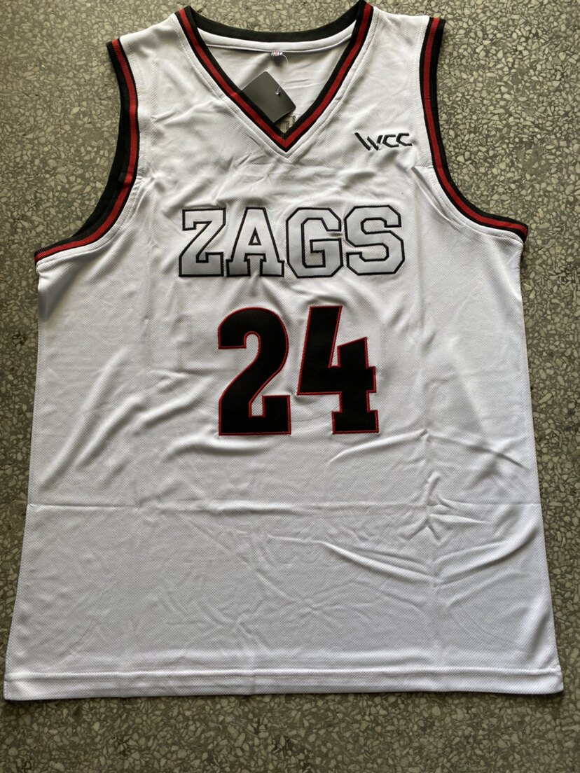 NCAA冈萨加大学24白色刺绣球衣背心训练服