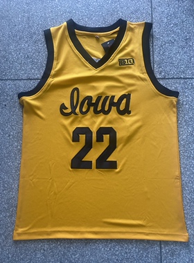 爱荷华大学凯特琳·克拉克22号白色黄色黑色刺绣球衣背心篮球服