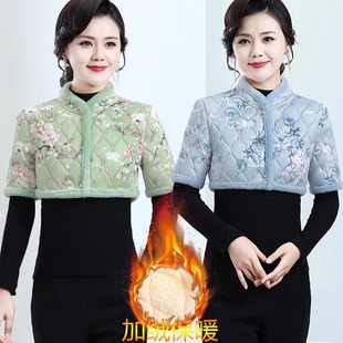 防寒保暖坎肩睡觉小棉衣马甲 护颈椎短款 中老年女装 加绒护肩棉短袖