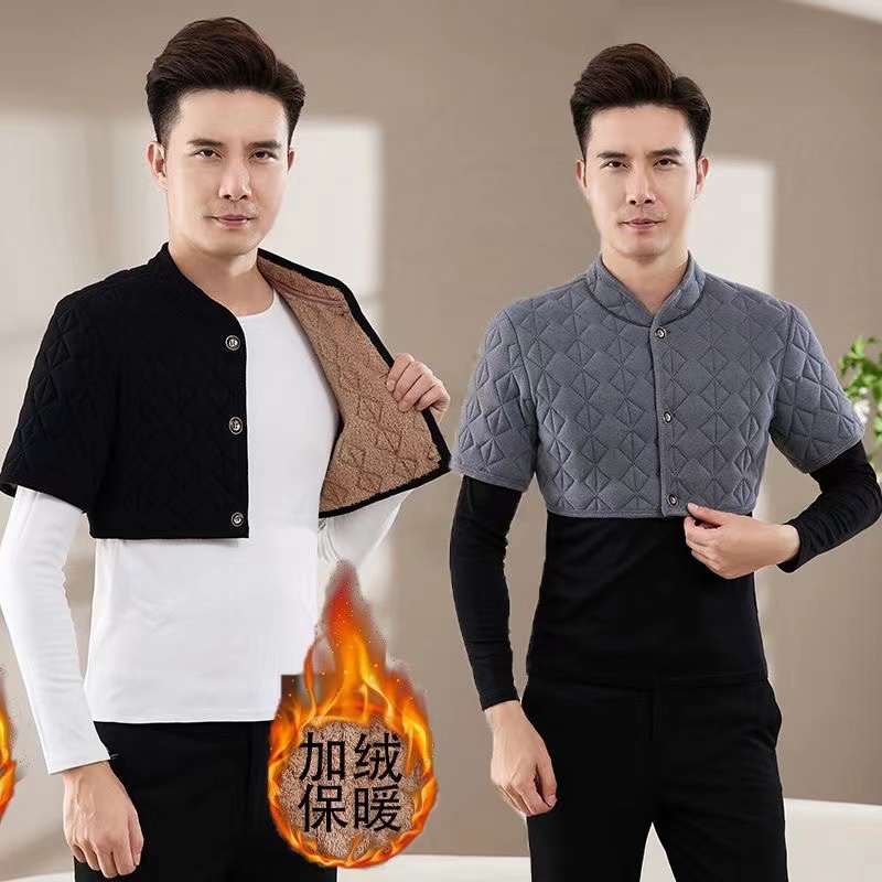 加绒中袖马甲加厚德绒保暖护肩