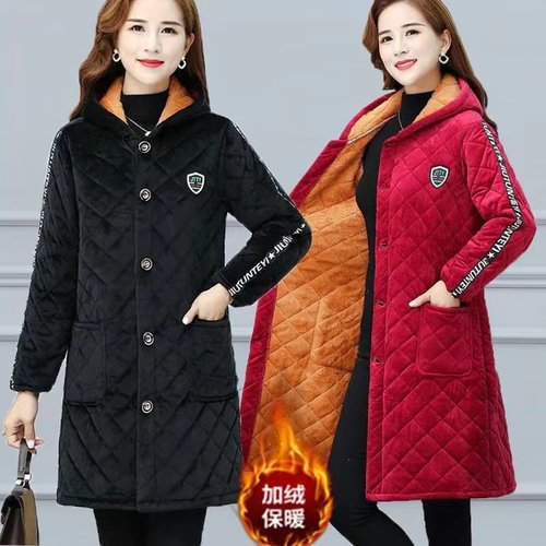 加绒加厚罩衣女保暖防寒棉服