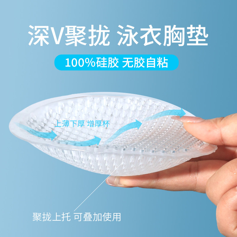 硅胶胸垫插片自粘透气蜂窝加厚聚拢增大隐形透明防水圆形乳胶胸贴