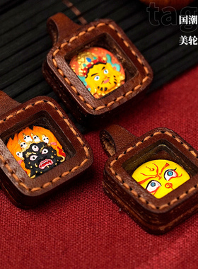 小唐卡吊坠皮壳手绘立体扎基拉姆绿度母DIY配件藏式黄财文殊唐卡