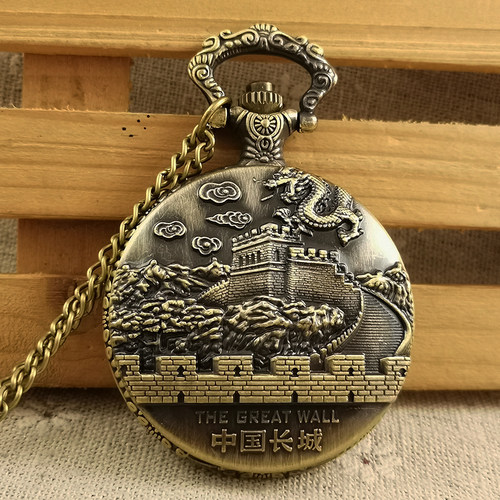 大号八达岭长城纪念品怀表翻盖复古男款女款中国风电子挂表礼品表